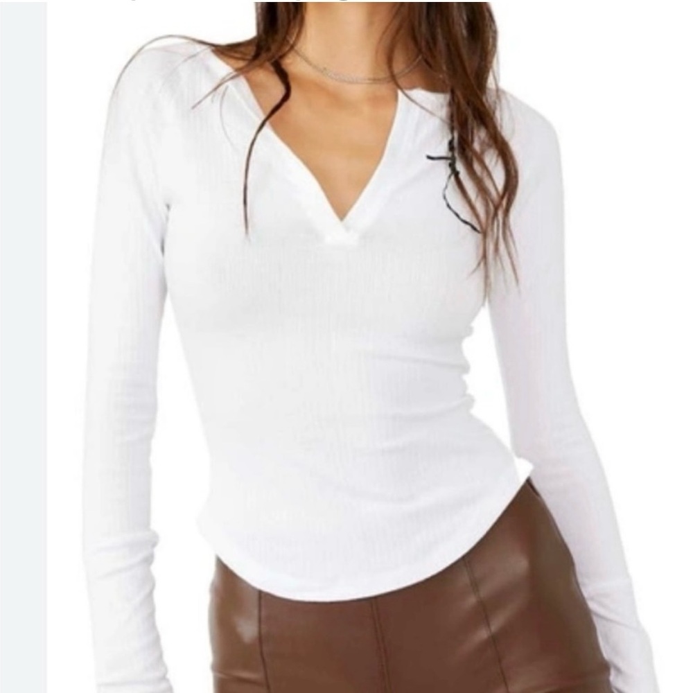 Free People Ribbed Billie Layering Top Size M Painted White
